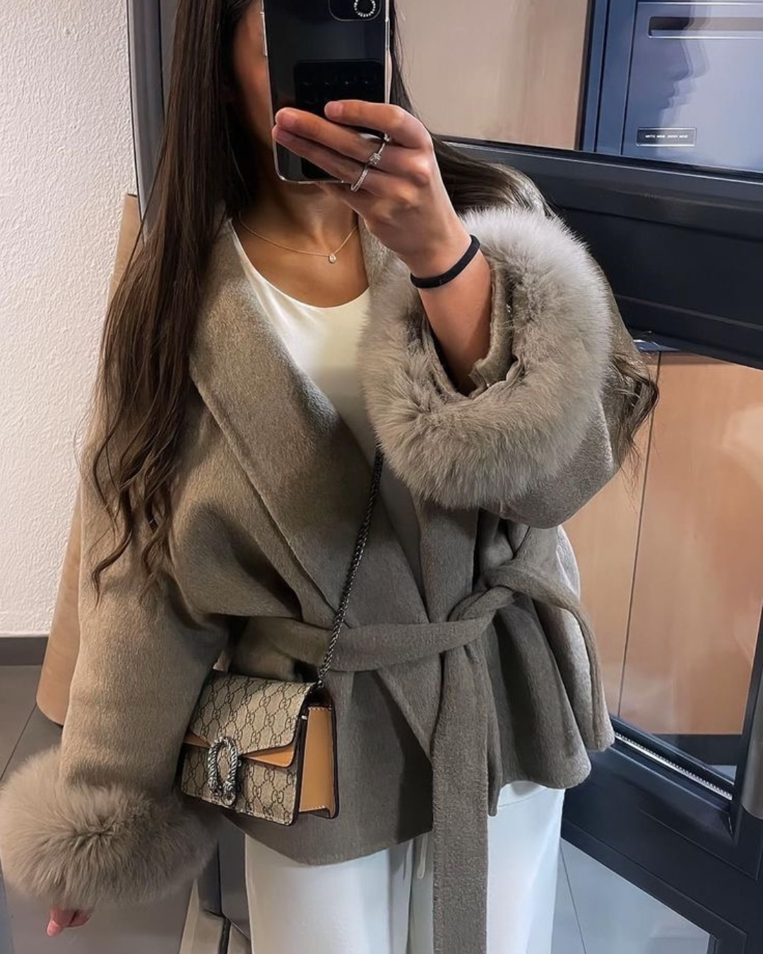 Wool Coat Faux Fur- "Mavie"