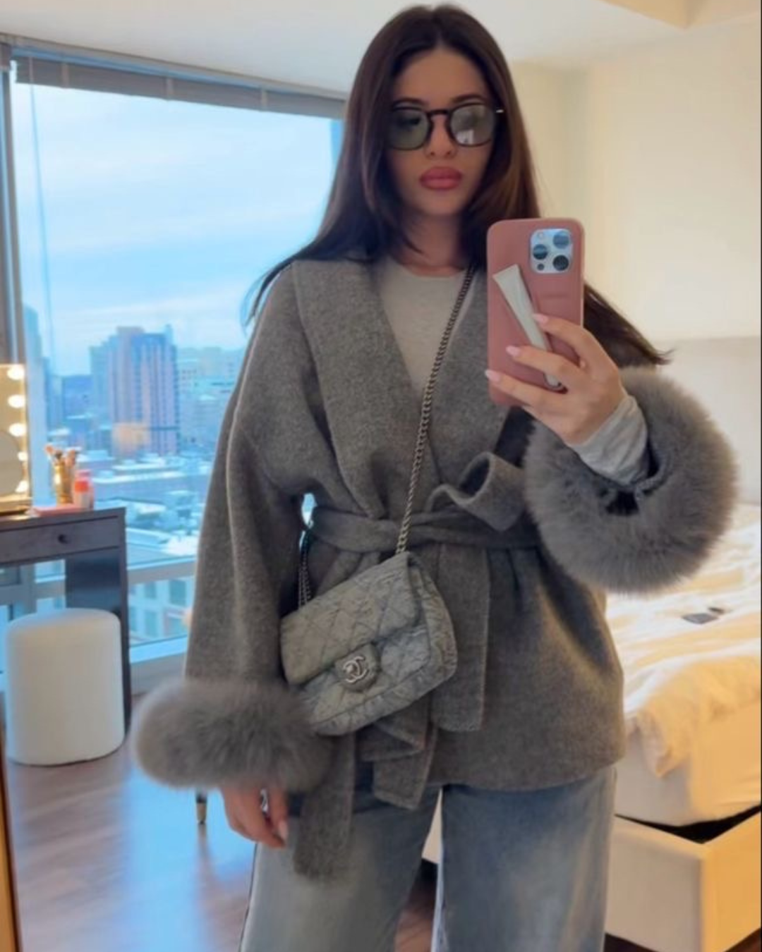 Wool Coat Faux Fur- "Mavie"
