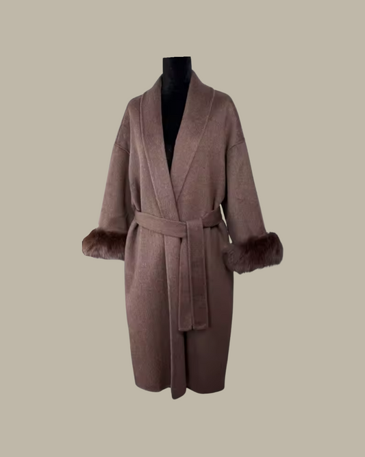 Wool Coat Faux Fur- "Selina"