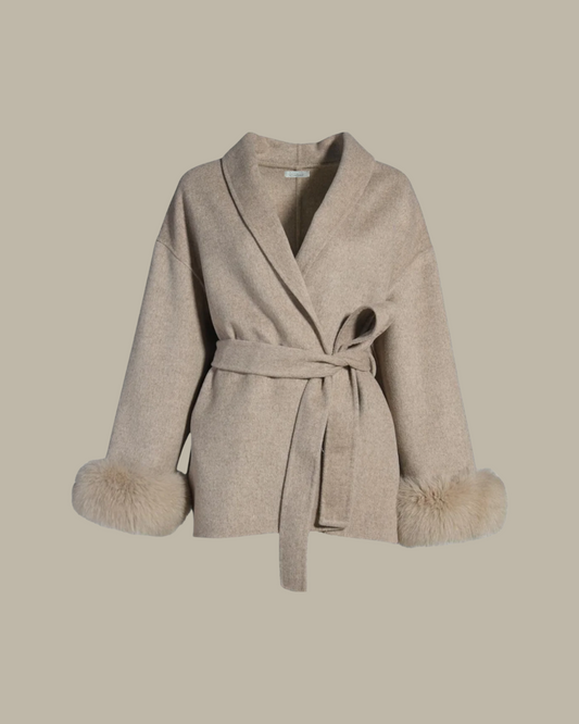 Wool Coat Faux Fur- "Mavie"