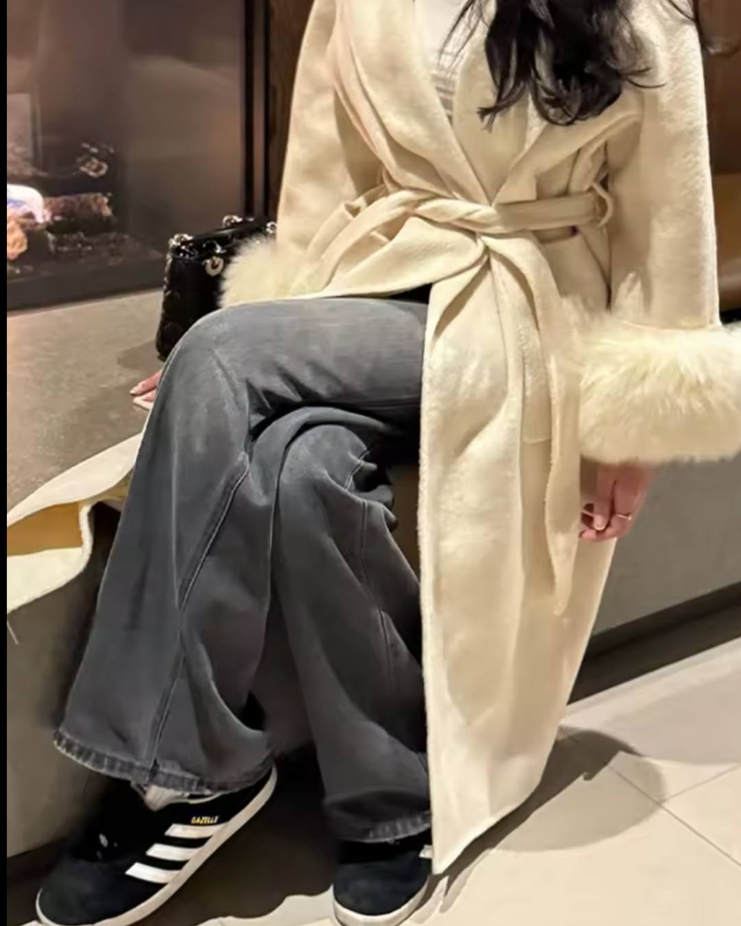 Wool Coat Faux Fur- "Selina"