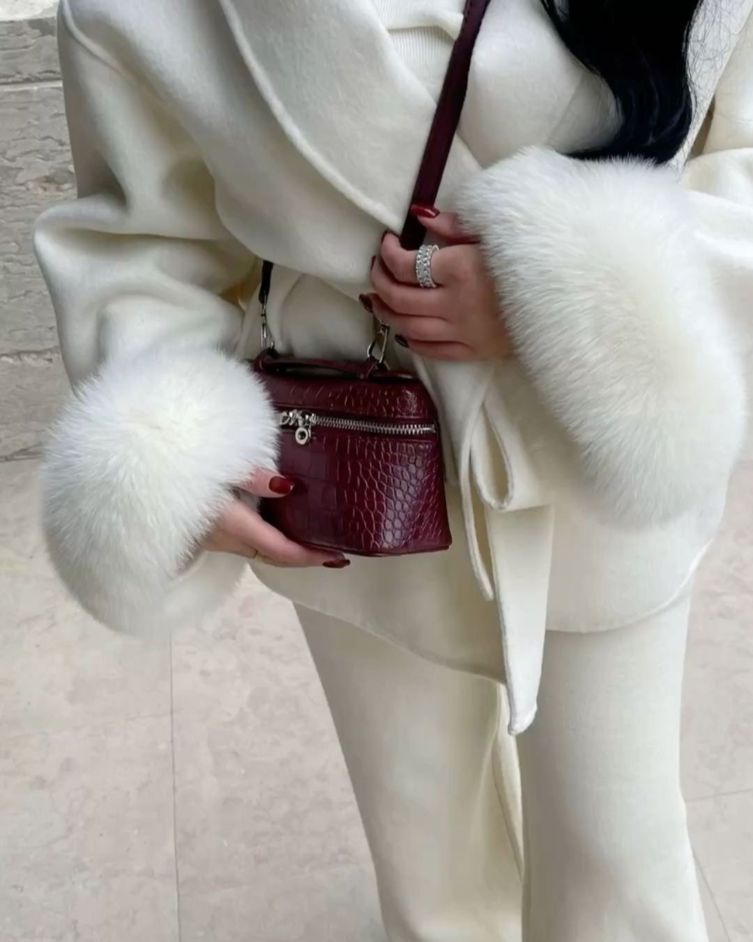 Wool Coat Faux Fur- "Mavie"
