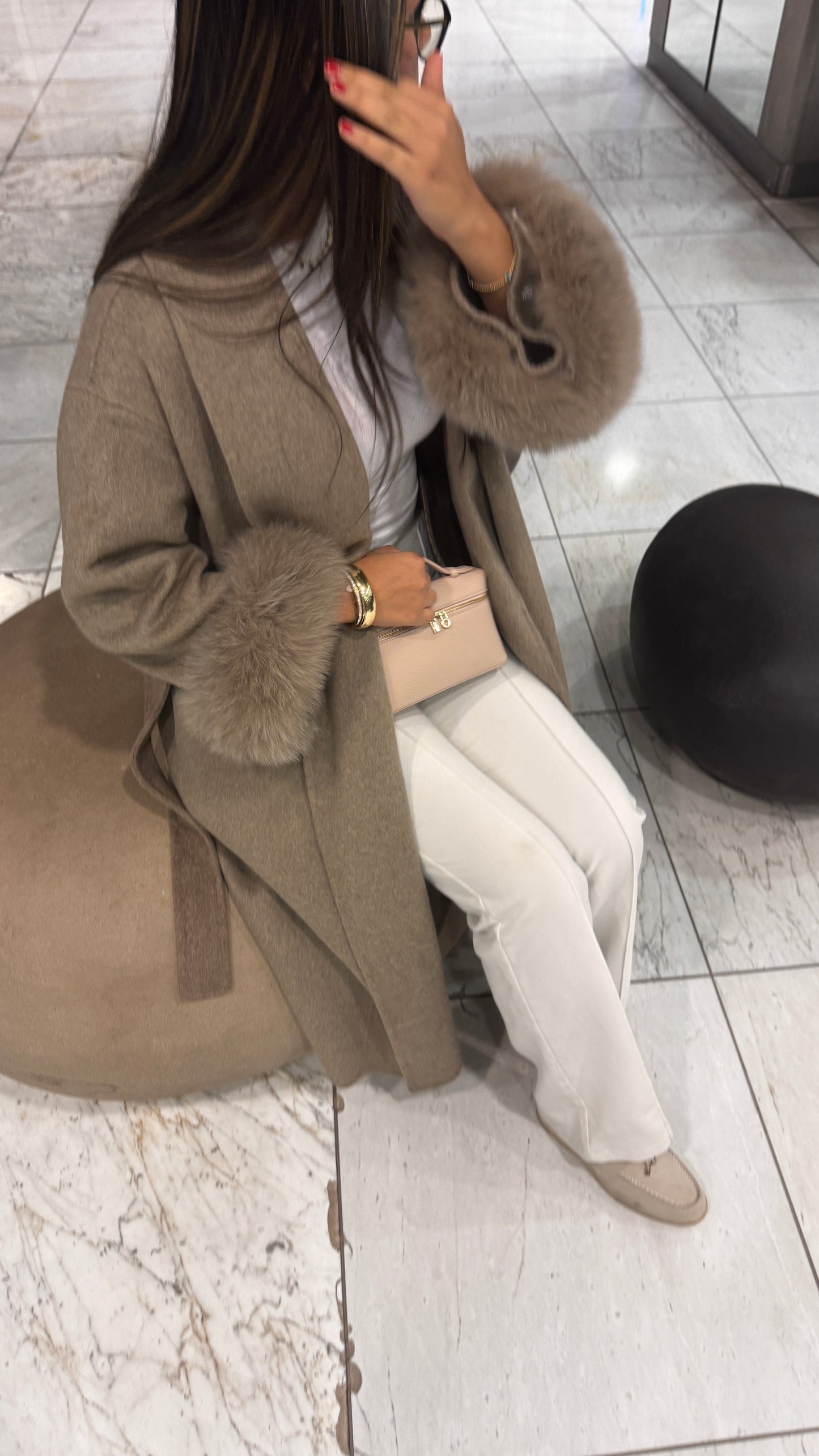 Wool Coat Faux Fur- "Selina"
