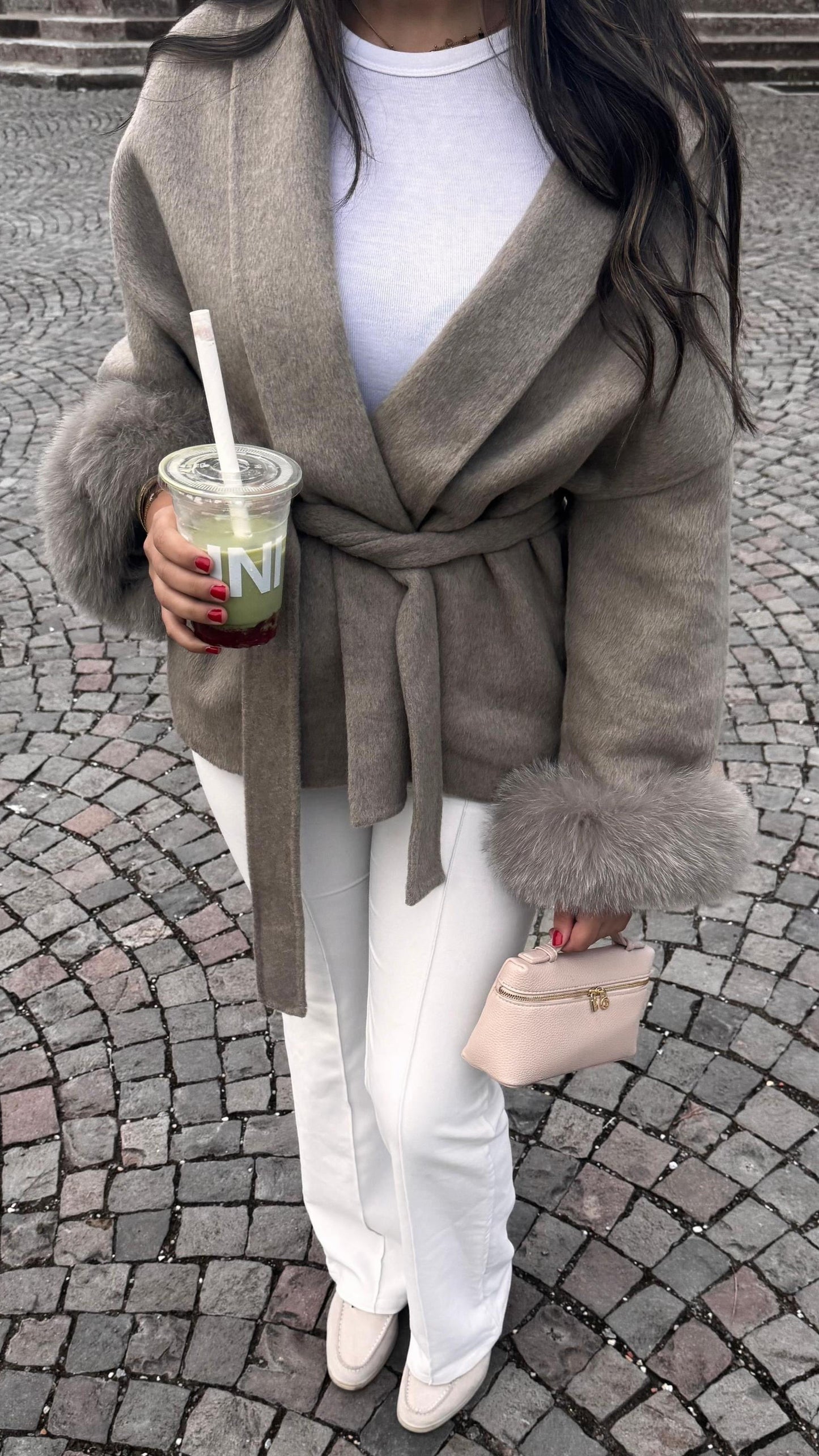 Wool Coat Faux Fur- "Mavie"