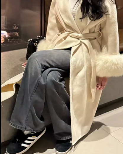 Wool Coat Faux Fur- "Selina"