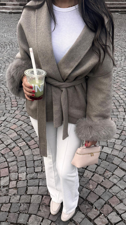 Wool Coat Faux Fur- "Mavie"