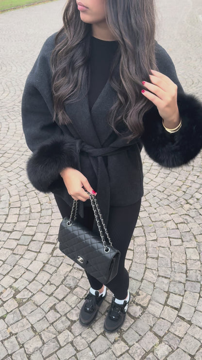 Wool Coat Faux Fur- "Mavie"