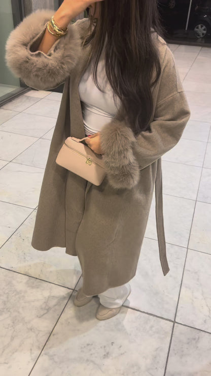 Wool Coat Faux Fur- "Selina"