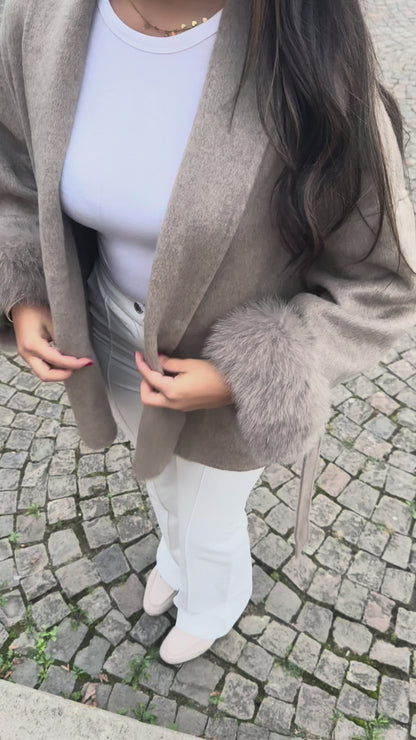 Wool Coat Faux Fur- "Mavie"